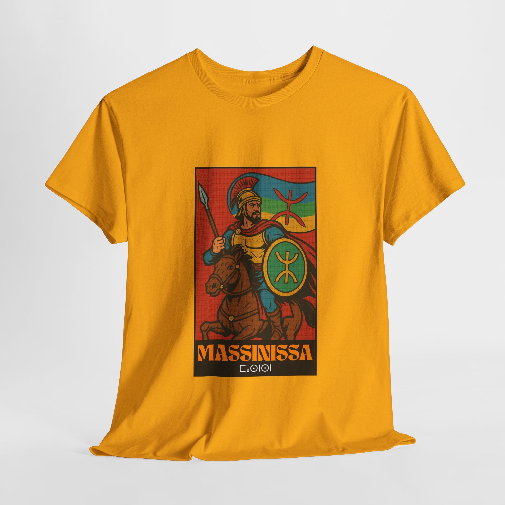 T-shirt Massinissa Guerrier Kabyle à Cheval - Lance et Bouclier