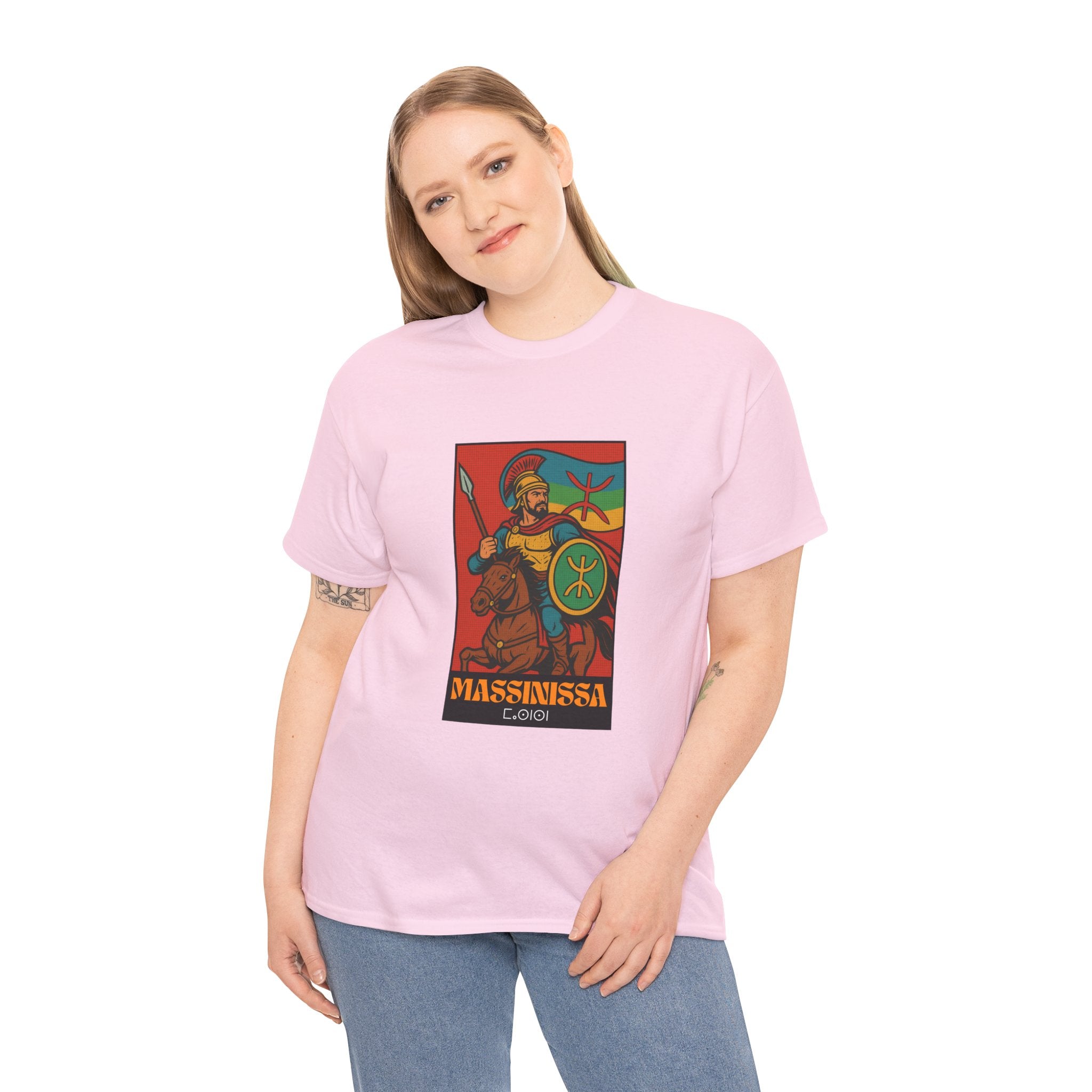 T-shirt Massinissa Guerrier Kabyle à Cheval - Lance et Bouclier
