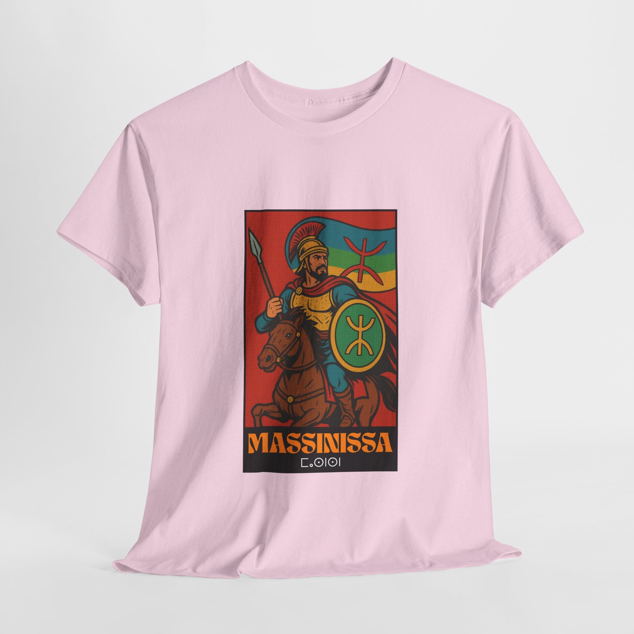 T-shirt Massinissa Guerrier Kabyle à Cheval - Lance et Bouclier