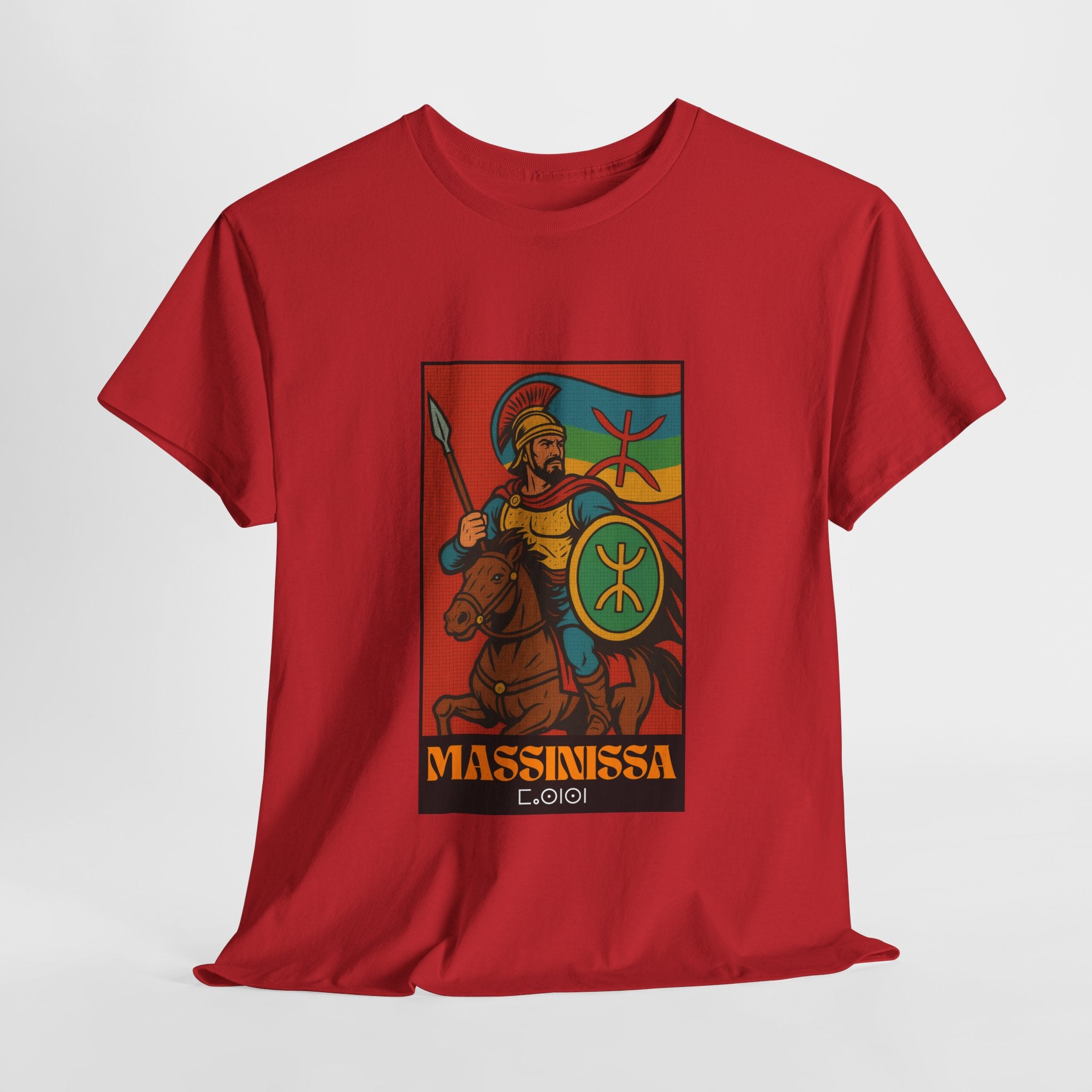 T-shirt Massinissa Guerrier Kabyle à Cheval - Lance et Bouclier