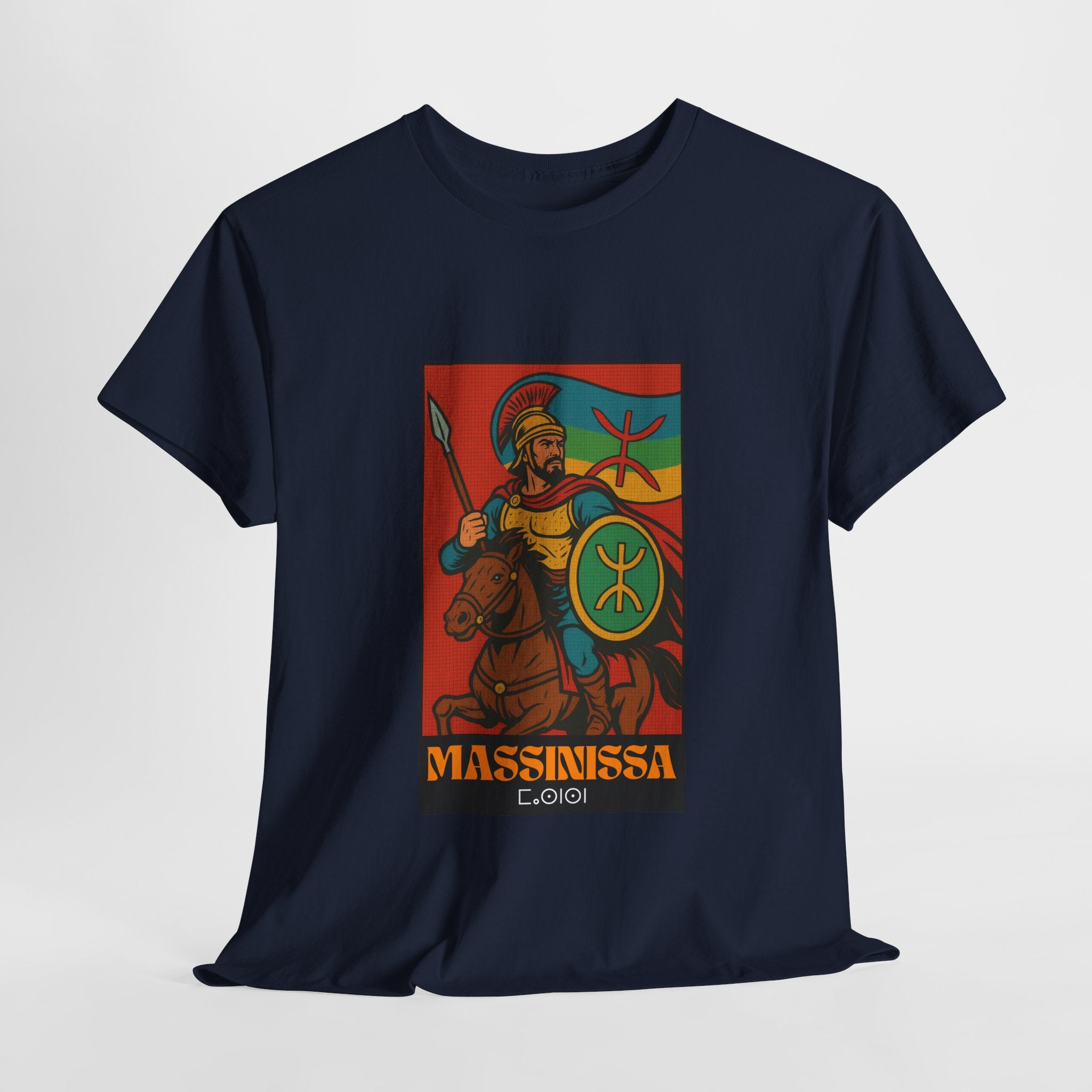 T-shirt Massinissa Guerrier Kabyle à Cheval - Lance et Bouclier