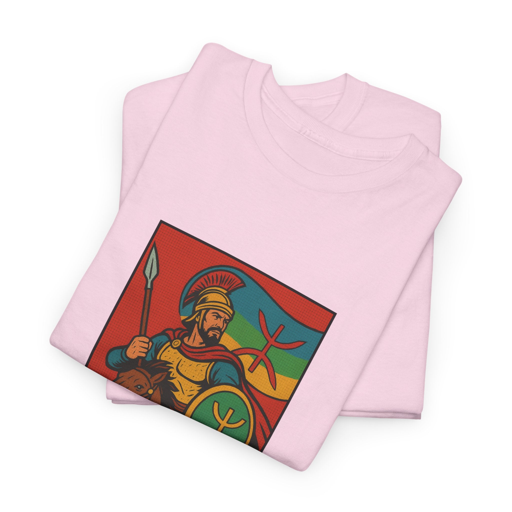 T-shirt Massinissa Guerrier Kabyle à Cheval - Lance et Bouclier