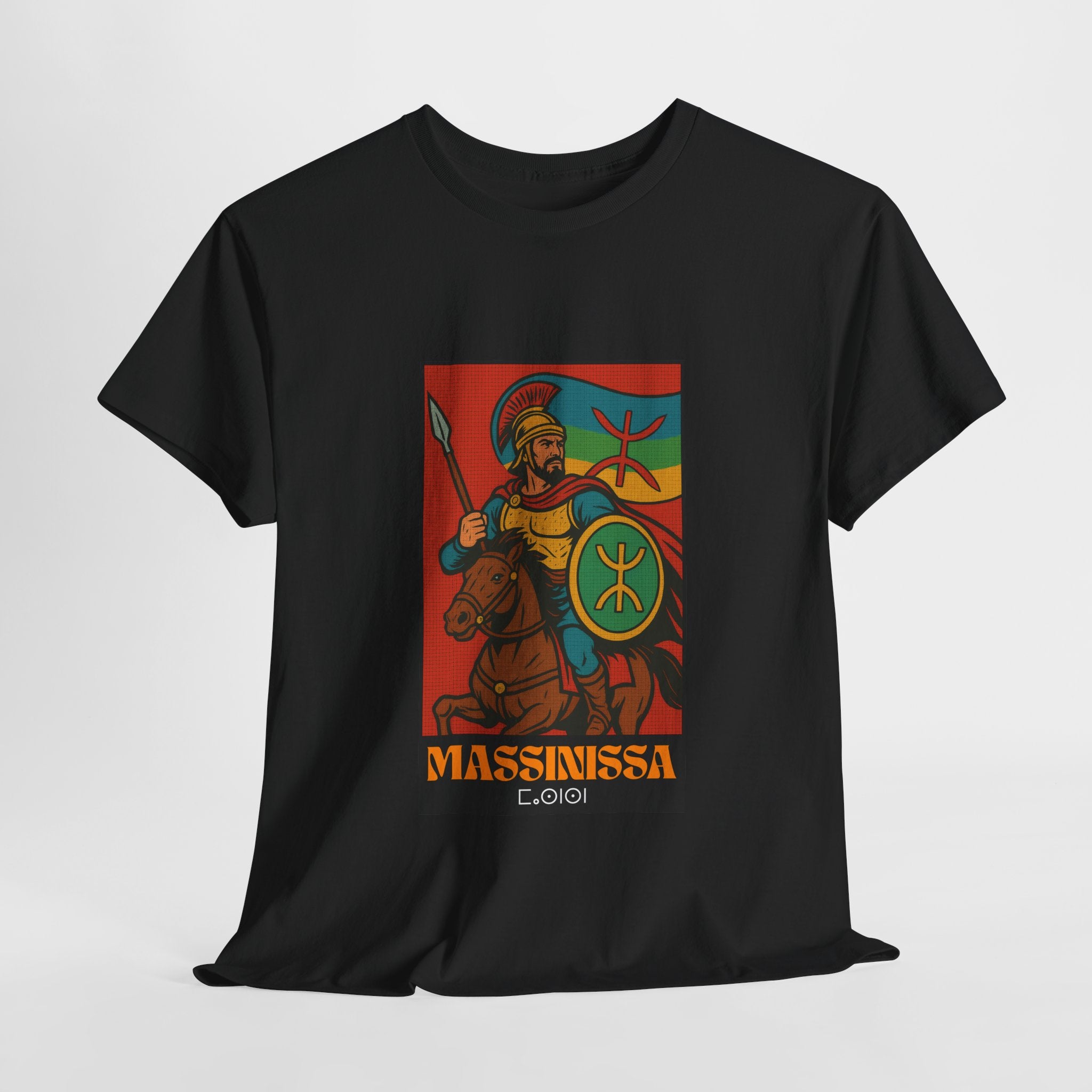 T-shirt Massinissa Guerrier Kabyle à Cheval - Lance et Bouclier