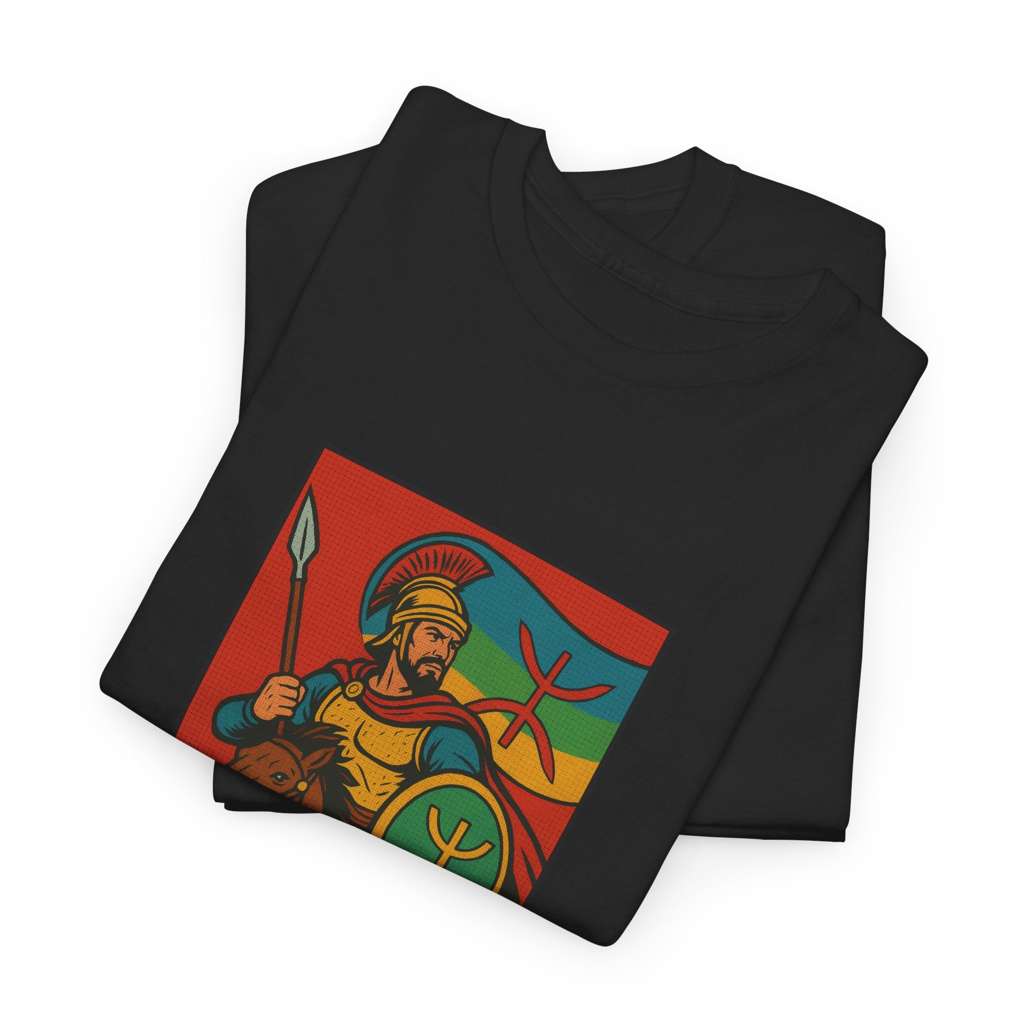 T-shirt Massinissa Guerrier Kabyle à Cheval - Lance et Bouclier