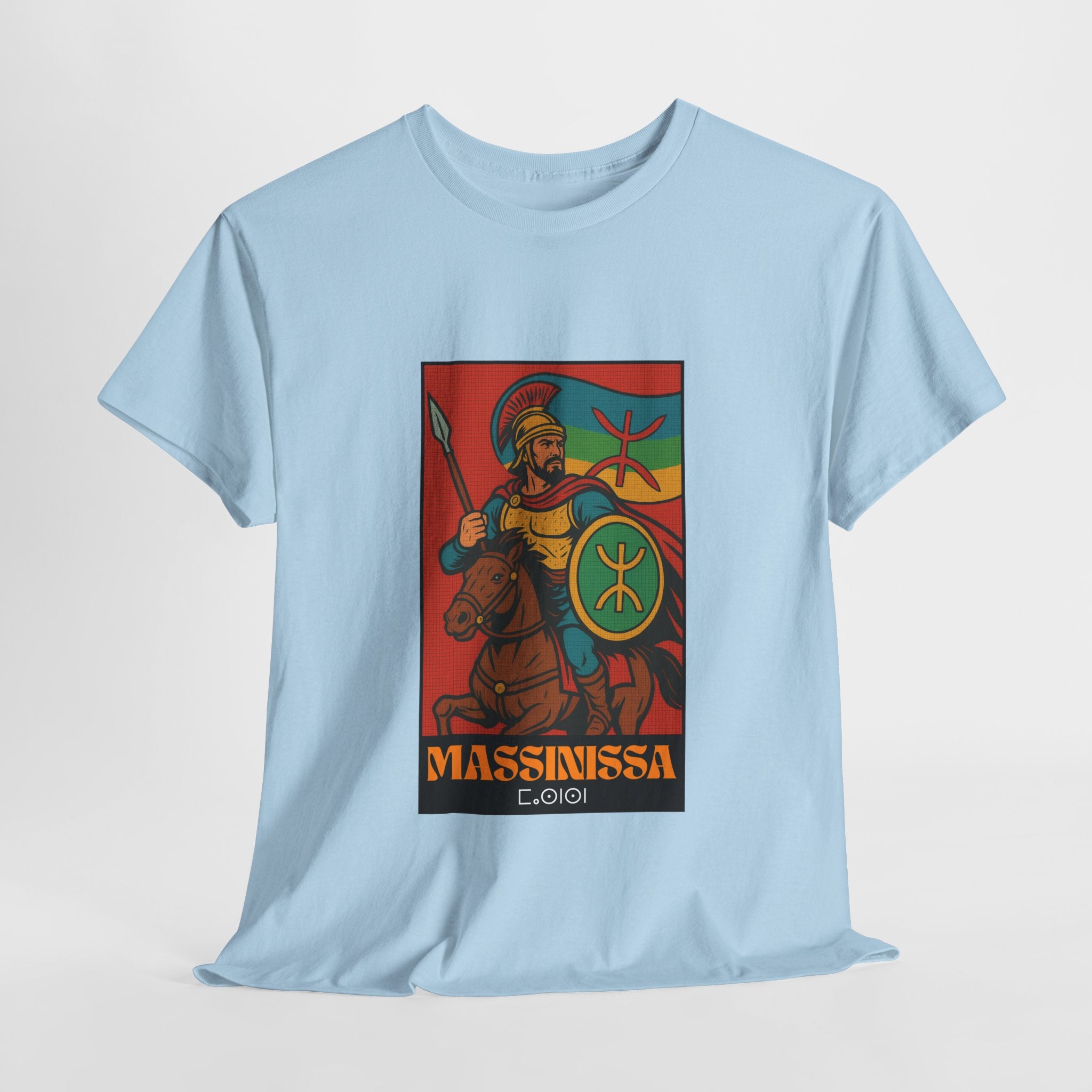 T-shirt Massinissa Guerrier Kabyle à Cheval - Lance et Bouclier