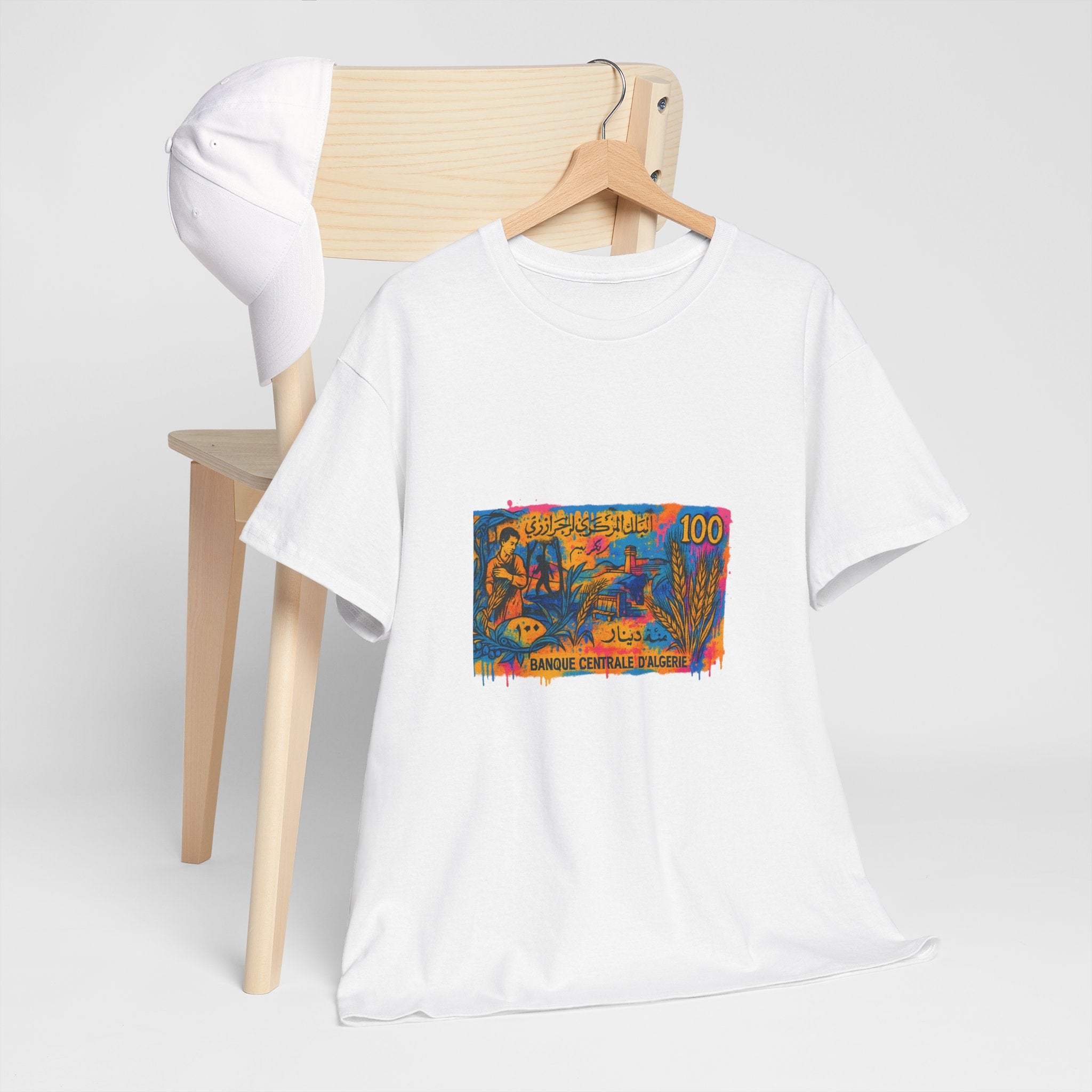 T-shirt Billet 100 Dinars Algériens – Illustrations de M’hamed Issiakhem (1964 & 1970)
