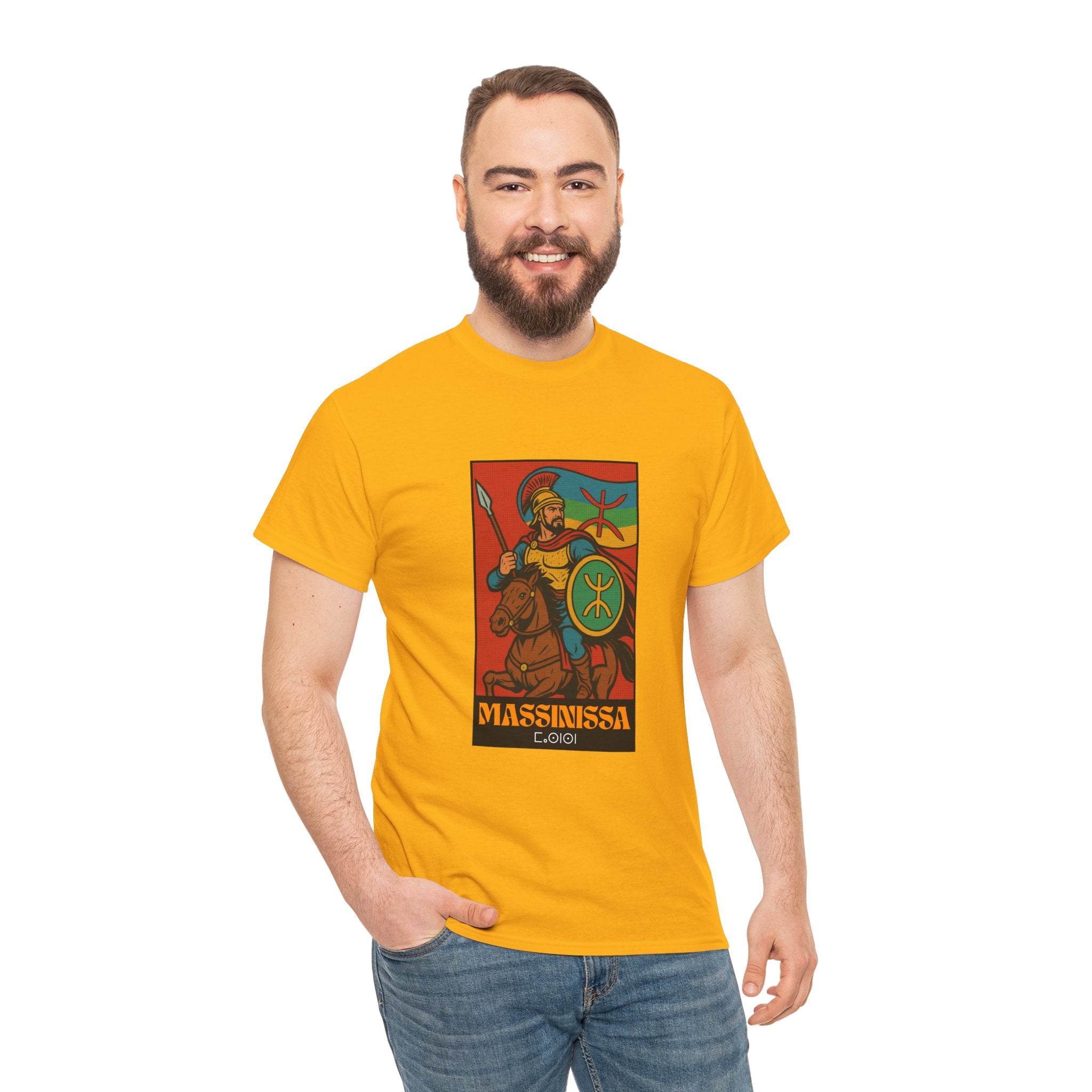 T-shirt Massinissa Guerrier Kabyle à Cheval - Lance et Bouclier