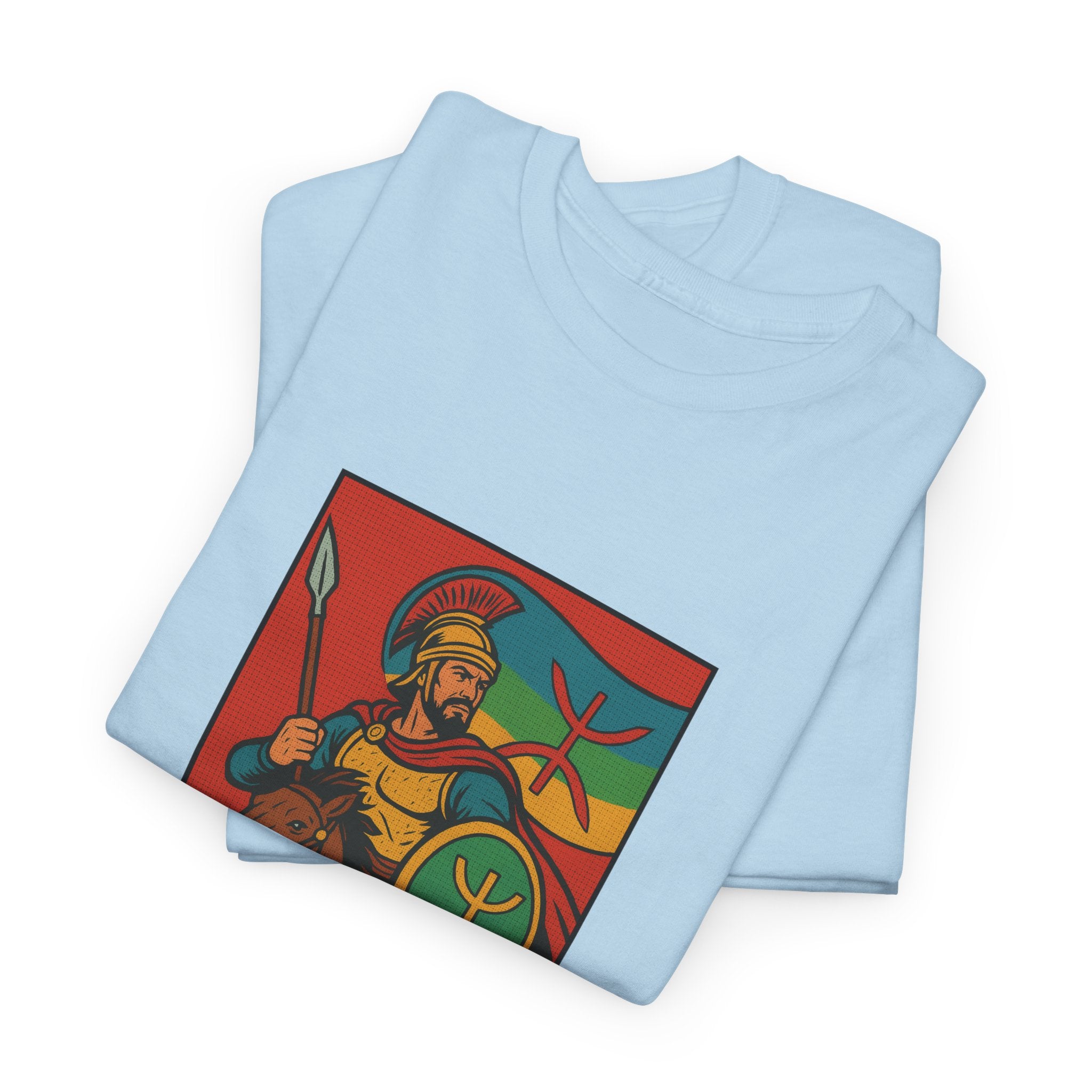 T-shirt Massinissa Guerrier Kabyle à Cheval - Lance et Bouclier