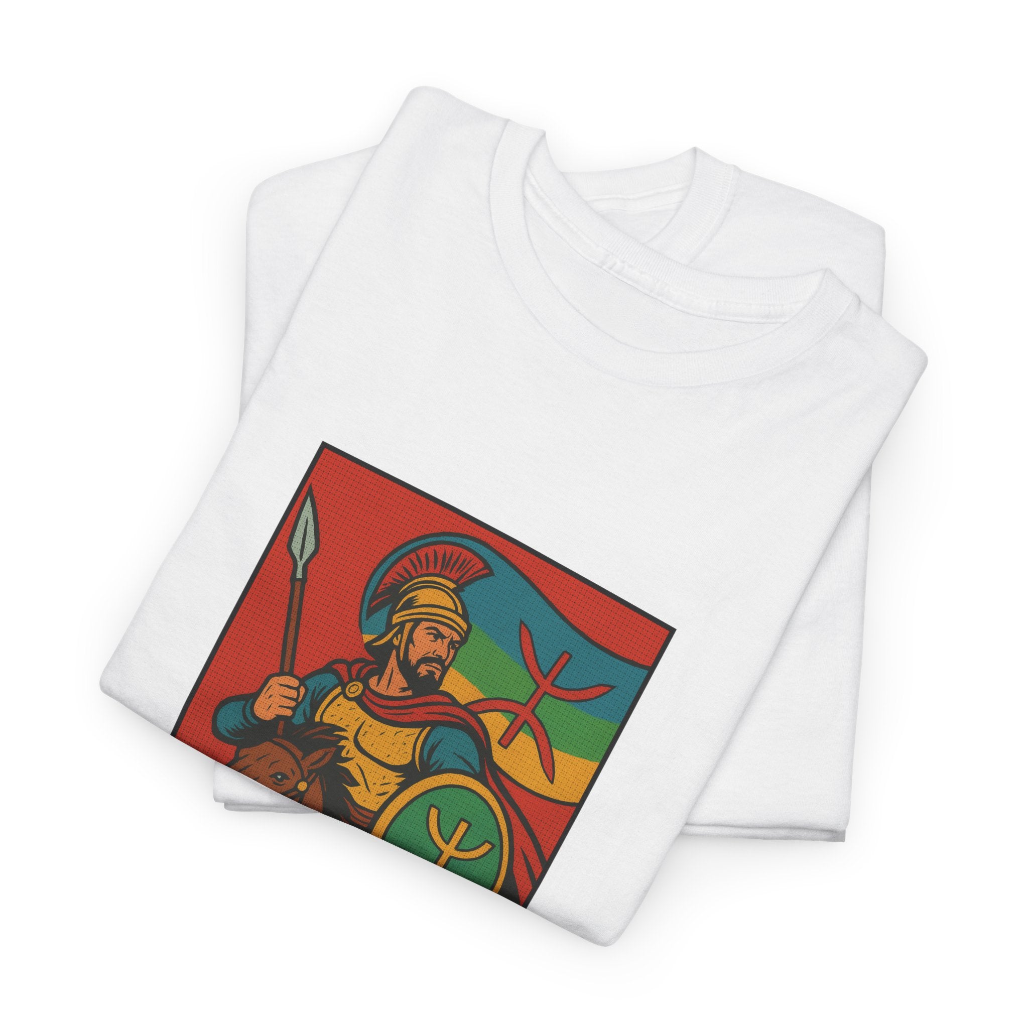 T-shirt Massinissa Guerrier Kabyle à Cheval - Lance et Bouclier