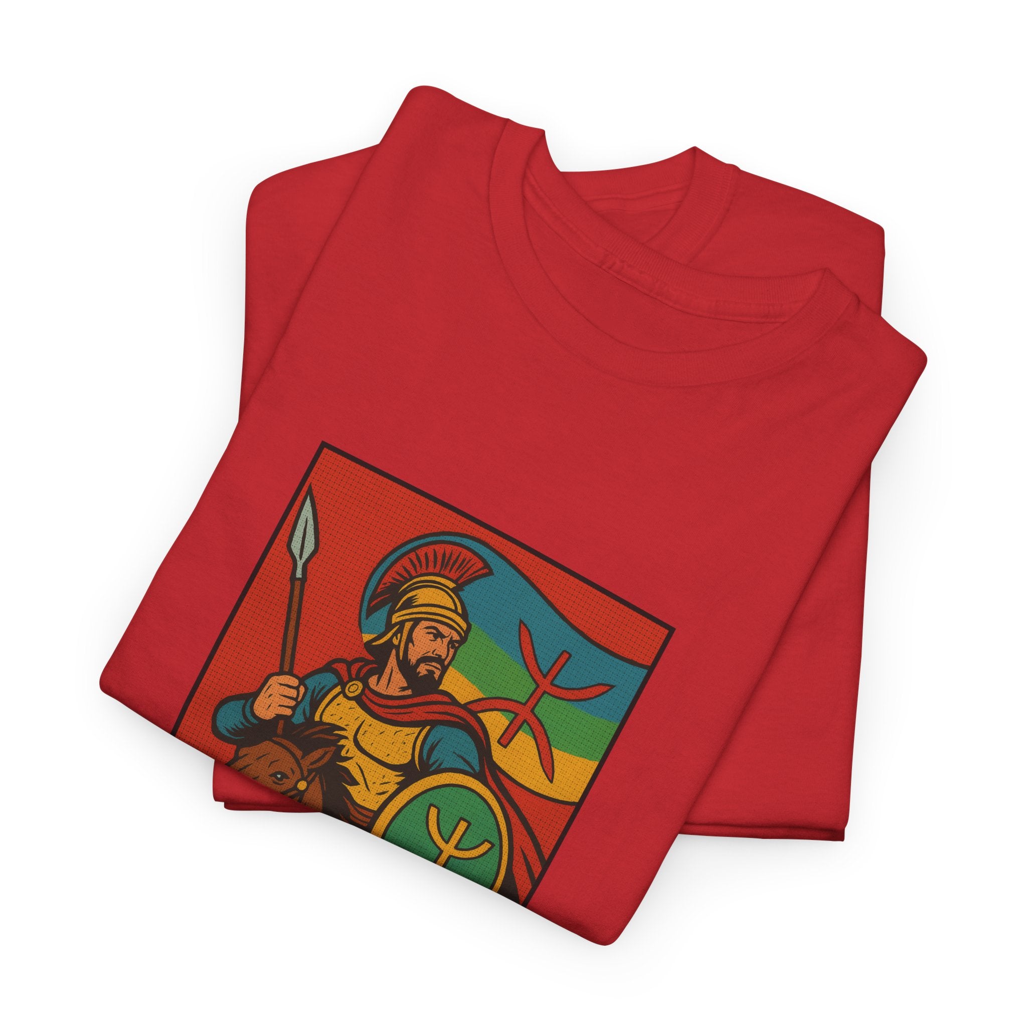 T-shirt Massinissa Guerrier Kabyle à Cheval - Lance et Bouclier